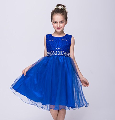 DreamHigh Wedding Flower Girl's Sequined Shining Crystal Waist Evening Dress up 2-12 Years2