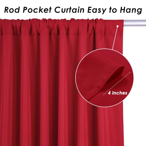 Image of SoarDream Wine Red Polyester Backdrop Curtains 4 Panels 5ft x 10ft Wrinkle-Resistant Photography Drapes for Stage Wedding Ceremony Trade Show Studio Background