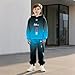 xueteox Boys Letter Graphic Print Hoodie Sweatshirt and Flap Pocket Sweatpants, Fall Winter Outfits for Kids (Blue, 10Y)