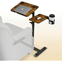 Aothia Small Standing Desk Rolling Table Adjustable Height, Laptop Mobile Stand with Wheels, Overbed Table, Portable Computer Workstation with Tiltable Desktop for Teacher Classroom Home Office, Brown
