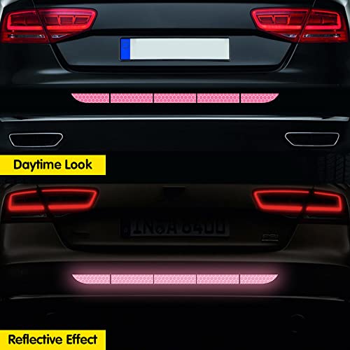 Reflective Stickers For Cars, Nouiroy Rear Bumper Decal Sticker Strong Reflective Strip High Intensity Visibility Decals Night Safety Warning Sign 35.82 * 1.57Inch Self Adhesive Suv Truck, Pink #TOP1
