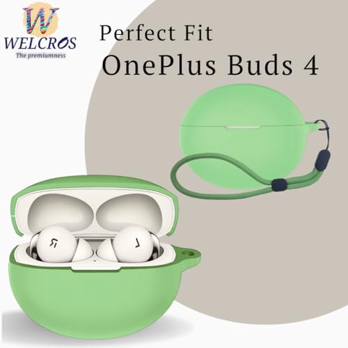 Image of WELCROS Soft Silicone Protective Case Cover for OnePlus Buds 4 (Lanyard Matcha)