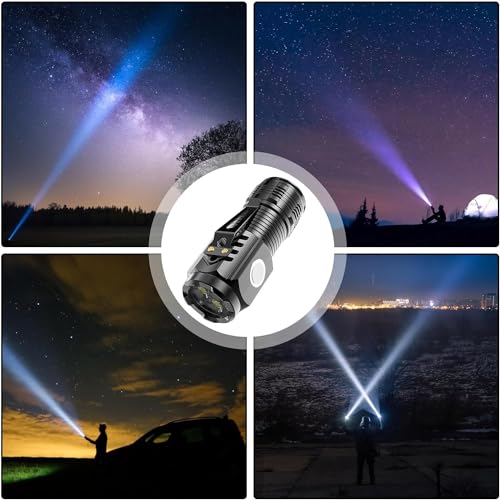 Image of Small Powerful Portable Clip Flashlight, Waterproof Mini Three-Eye LED Searchlight, High-Lumen Built-in Lithium Battery, Strong Magnetic Metal Surface, Suitable for Camping, Hiking, Emergency