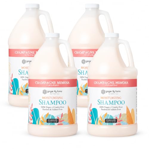 Image of Ginger Lily Farms Botanicals Shampoo, 128oz /4pk, Champagne Mimosa | 100% Vegan & Cruelty-Free | Moisturizing Shampoo for All Hair Types | Refill Size