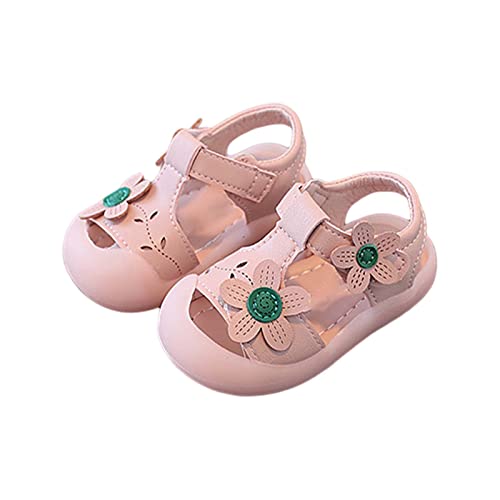 Baby Girls Cute Flowers Sandals Closed Toe Toddler Walking Shoes Strap Soft Rubber Sole Non Slip Summer Outdoor