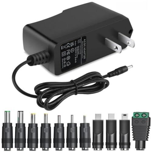 5V 1A AC Adapter DC5V Power Supply Cord with 11 Plug Tips AC to DC 5Volt 1A 500mA 400mA 200mA 100mA Power Adapter for Baby Monitor Graco Swing Camera Raspberry Pi USB Type-C 5V wall Charger 6FT