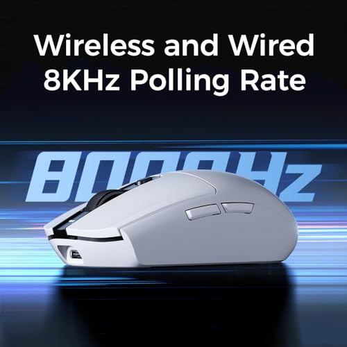 Image of MCHOSE G3 V2 Pro Wireless Gaming Mouse, Symmetrical, PAW 3395, 26K DPI, Tri-Mode Connection, 1K Hz Wired /1K Hz Wireless Polling Rate, 59g Weight, White, 112 Hours Battery Life - White Color