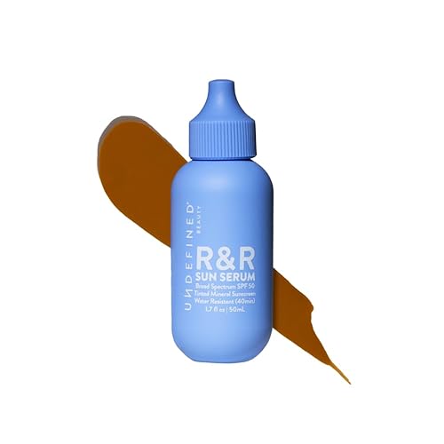 Miniatura 1 de Undefined Beauty R&R Sun Serum Tinted Mineral Broad Spectrum Protector solar SPF 50 (tinte profundotono cálido) PA++++ infundido con niacinamida