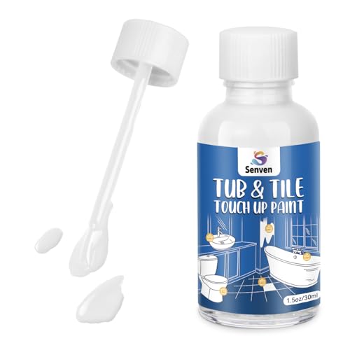 Tub Tile Gloss White Paint Touch Up Paint Kit for Bathtub Porcelain Repair Scratches Cracks Chips on Porcelain Acrylic Enamel Cast Iron Tiles Sinks Toilets White