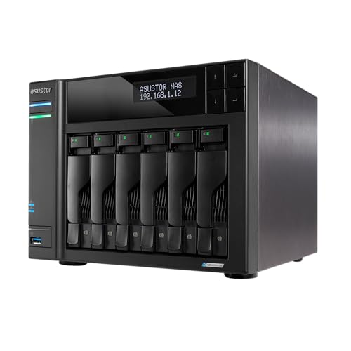 Image of Asustor Lockerstor 6 Gen2+ AS6706T v2 6 Bay NAS, Intel Quad-Core CPU, Dual 5GbE Ports, 8GB DDR4, 4 M.2 SSD Slots, HDMI, Plex Media Server, Network Attached Storage for Video Creators (Diskless)