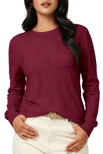 Image of Arach&Cloz Women's Soft Knit Sweater Fall Dressy Casual Pullover Tops