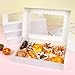 TOMNK 25pcs Cookie Boxes with Window, 16x11x2.5in Large Auto-Popup Bakery Boxes for Treats, Desserts, Chocolate Covered Strawberries, Pies, Muffins, Donuts