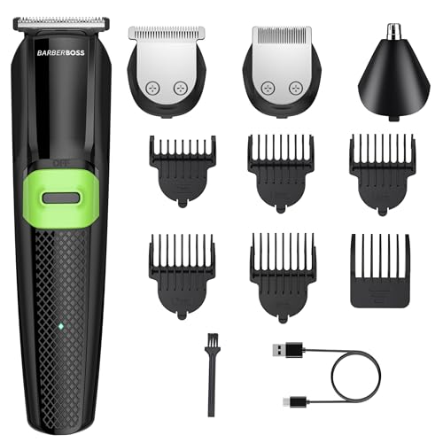 BarberBoss All-in-One męskie zestawy do pielęgnacji, trymer do brody dla mężczyzn, maszynka do strzyżenia włosów, trymer do włosów w nosie, trymer do włosów dla mężczyzn, pielęgnacja twarzy