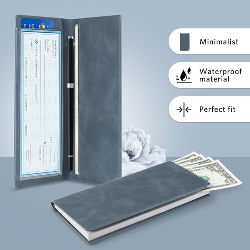 Image of CoBak Checkbook Cover for Women & Men - PU Leather Case with RFID Blocking | Classic Design Check Book Holder for Personal and Business
