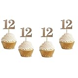 20 Pack of Number"12" Cupcake Toppers Glitter Rose Gold 12th Birthday Party Anniversary Party Cupcak