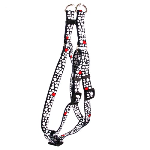Yellow Dog Design White Hearts 4.5-Inch to 9-Inch Step-in Harness, X-Small