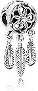 FGT Women Dreamcatcher Dream Cathcher Dangle Charm for Bracelets Necklaces Pendants Sterling Silver Feathers Gift for Women Granddaughter Daughter Sisters Best Friends Girls Family Birthday Valentine