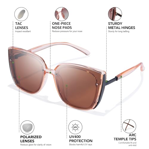 LVIOE Night Vision Driving Glasses for Men Women, Polarized Anti Glare Yellow Lens Enhance Glasses Driving Night Time N80934