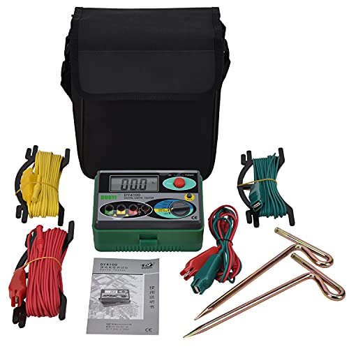 Testeur de terre numérique DY4100 de 0 à 2000 ohms avec écran LCD et sac de transport pratique