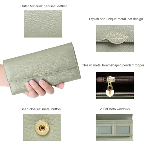 Womens Wallets RFID Blocking Genuine Leather Trifold Wallet for Women Long Clutch Card Large Cute Ladies Wallet4