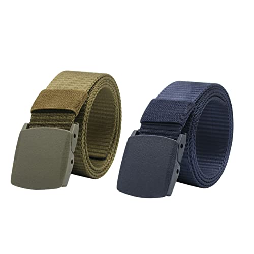 BESPORTBLE 2pcs Lightweight Canvas Waist Belts Men Outdoor Casual Belts Plastic Buckle Adjustment