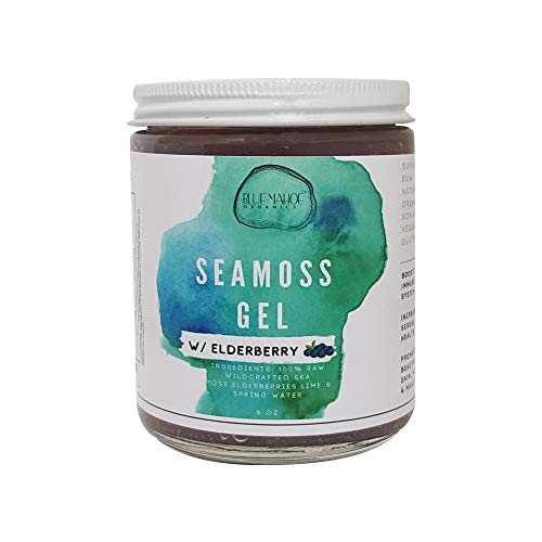Wildcrafted Sea Moss Gel with Elderberry and Bladderwrack Organic Irish Sea Moss with 92 Minerals and Vitamins, Cell Food for Energy, Natural Weight Loss, Digestion, Radiant Skin and More, 16oz