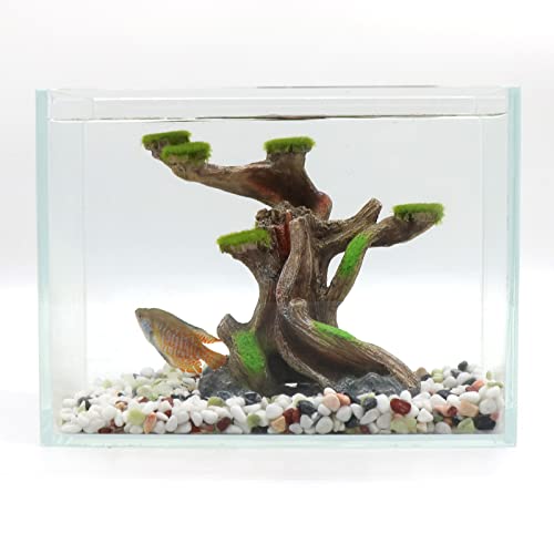 Relaqcc Reptile Decor Aquarium Decorations Artificial Moss Resin Fish Tank Rocks Simulation Hollow Tree Leopard Gecko Trunk Accessories Aquarium View(Small3085) #TOP2