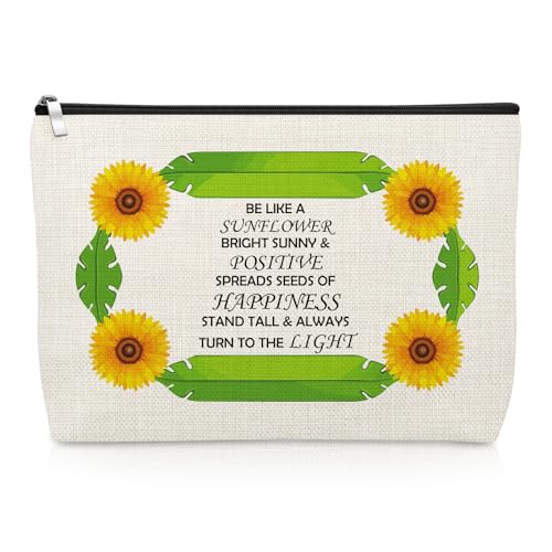 Sunflower Gifts for Women Inspirational Makeup Bag for Women Sister Friends Daughter Cosmetic Bag Sunflower Lovers Gifts Flower Themed Present Birthday Graduation Present Travel Toiletry Pouch