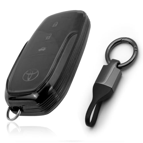 Image of JVCV Soft TPU Transparent Cover Compatible with Toyota Fortuner Camry Vellfire Hilux Innova Crysta Fortuner Legender Innova HyCross Land Cruiser 2B /3B Smart Key (with Keychain - Style B)