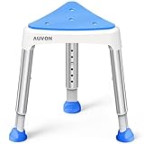 AUVON Triangle Shower Chair for Space Saving, Adjustable Shower Stool 400 lbs Tool-Free Assembly, Shower Bench for Inside of Shower with EVA Pad, Shower Seat for Seniors, Elderly, Pregnant & Disabled