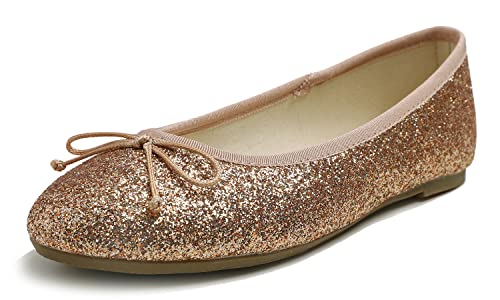 Women's Shiny Ballet Flats Sparkle Memory Foam Cushioned Colorful Glitter