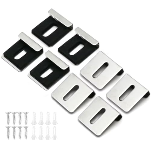 Image of 8-Pack Metal Mirror Clip,Wall Mounting Mirror Holder with Screw Rubber Pad,Heavy Duty Hanger Hook for Photo Frame Display,Mirror,Billboard (Silver)