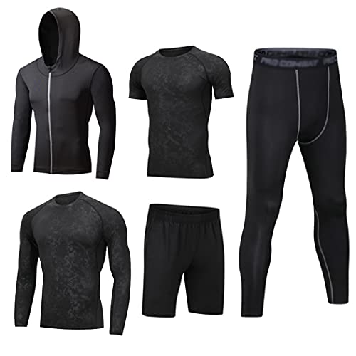 HZQIFEI 5 Pezzi Completi Sportivi Abbigliamento Uomo Abbigliamento Sportivo Giacca