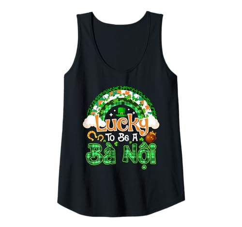 Womens Lucky to Be Ba NOI Grandma Shamrock Rainbow St Patricks Day Tank Top