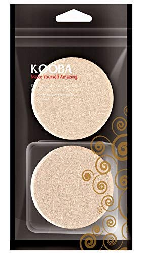 Kooba 2Pcs Round Makeup Sponges With 1 Travel Case, Beauty Face Primer Compact Powder Puff, Blender Sponge Replacement For Cosmetic Flawless Foundation, Sensitive And All Skin Types #TOP7