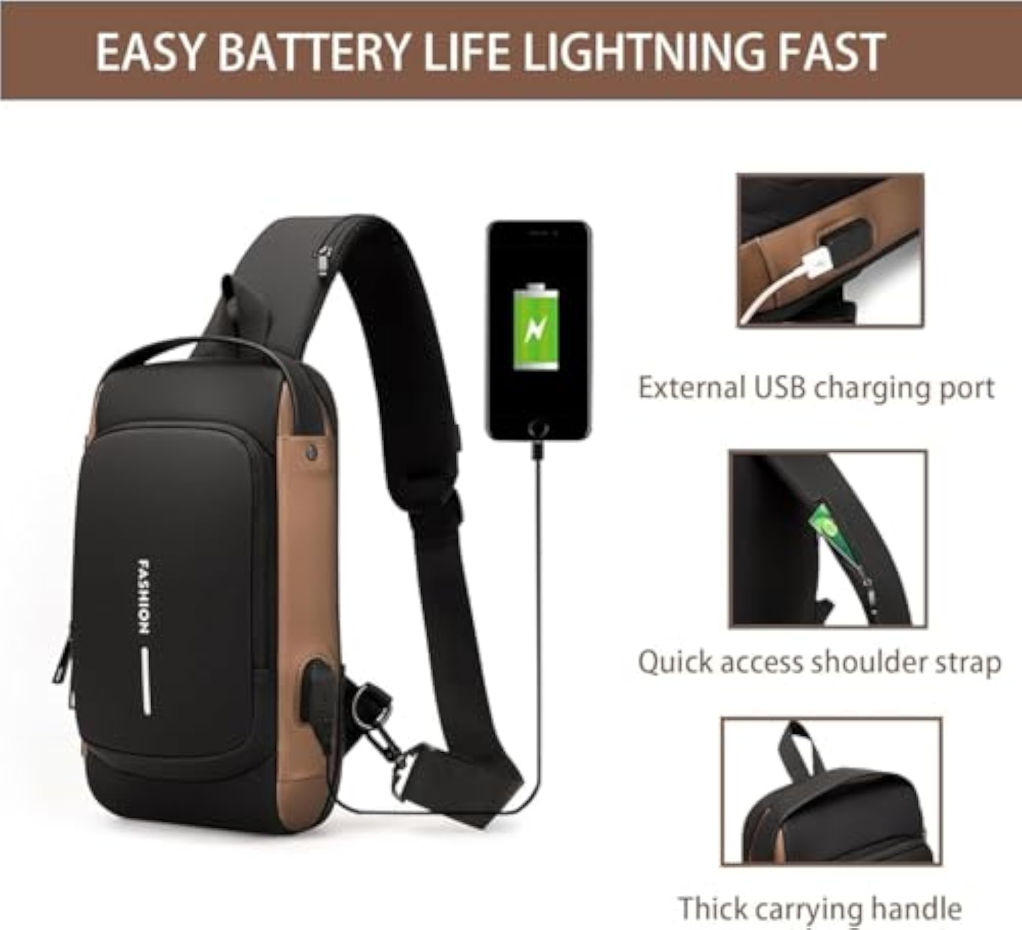 Chest Bag with Digital Lock, Stylish Design
