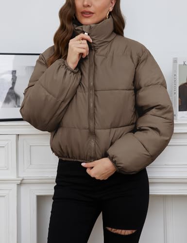 Wyeysyt Women's Cozy Coffee Cropped Puffer Jacket: Lightweight and Stylish Winter Essential - Image 7