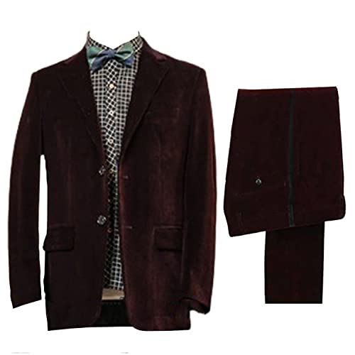 Costume en Velours Homme Deux pièces Smoking Noir Veste Ajustée Pantalon Cérémonie