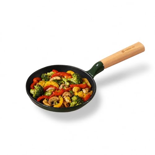 Image of CUMIN CO. Cast Iron Fry Pan | 16cm, 0.75L | Induction Base Cookware | 10 Years Warranty | Non Toxic Non Stick Small Pan for Omelette | Chemical Free Coating | No Seasoning Needed | Green