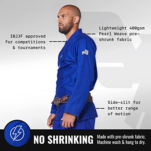 Elite Sports Bjj Gi For Men - Brazilian Jiu Jitsu Gi - Ibjjf Tournament Kimono - Lightweight Preshrunk Sweat Wicking Fabric - Machine Washable - Free White Belt - Advanced Sizing Chart - Blue - Size 4 #TOP1