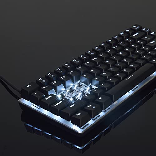 Image of Ajazz AK33 Geek Mechanical Keyboard, 82 Keys Layout, Black Switches, White LED Backlit, Aluminum Portable Wired Gaming Keyboard, Pluggable Cable, for Games Work and Daily Use, Black