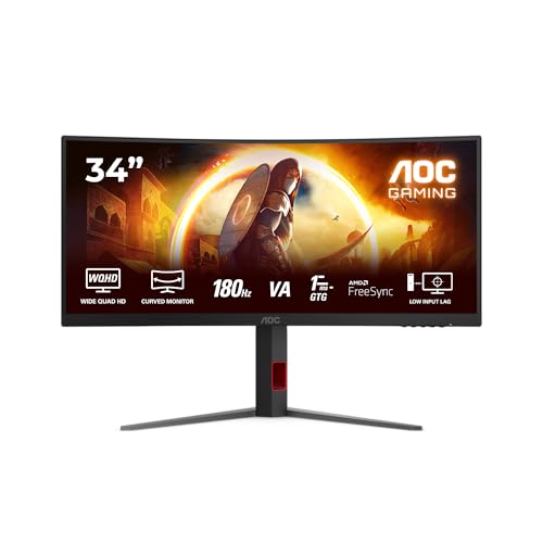 AOC Gaming CU34G4-34 inch Quad HD-monitor, 180 Hz, 1 ms, FreeSync Prem., HDR10 (2560 x 1440, 1 x HDMI 2.0, 1 x DisplayPort 1.4) zwart-rood - Afbeelding 3
