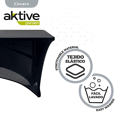Bâche de protection de table extérieure noire avec élastique et support de renfort - 6