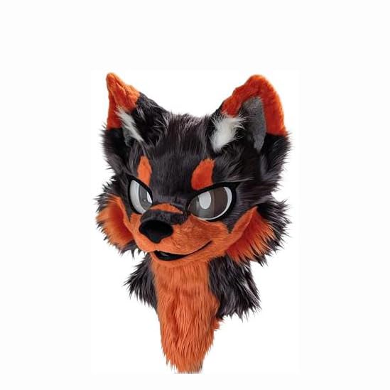 Maska na głowę Fursuit, kostium nakrycia głowy z futrzanym wilkiem