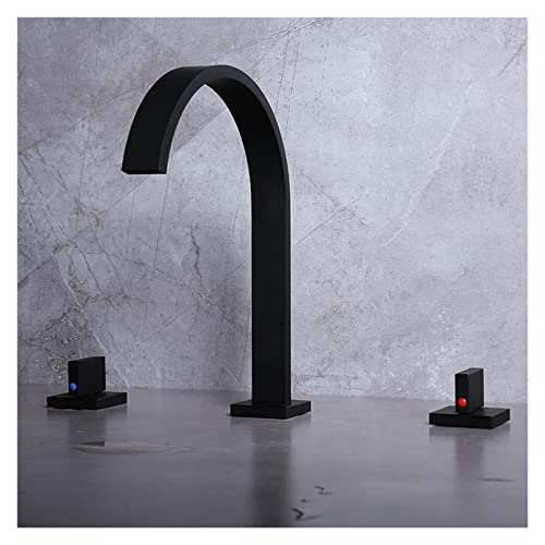 Robinet de lavabo anti-éclaboussure mitigeur laiton 3 trous doré - 4