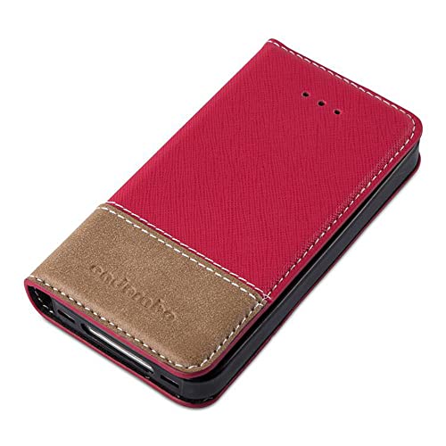 Cadorabo Hülle kompatibel mit Apple iPhone 4 / 4S aus Premium Kunst Leder Flip Klappbare Stoßfeste Magnetische [Standfunktion] [Kartenfächern] Cover Hülle für iPhone 4 / 4S Tasche in Rot