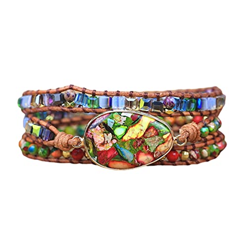 ZOSOJONA Women Boho Handmade Natural Stone Wrap Bracelets Variety Beads Strand Bracelet for Men Collection