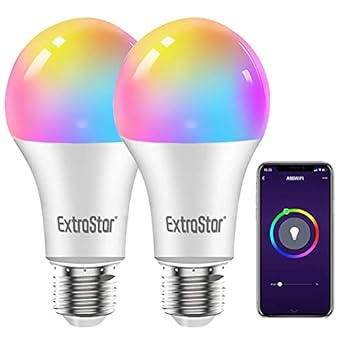 Foto di EXTRASTAR Lampadine Smart intelligenti Led E27 WiFi, 10W 1000Lm Luci Calde/Fredde e 16 Milioni di Colori, Compatibile Con Alexa, Google Home e con timing- Pacco da 2