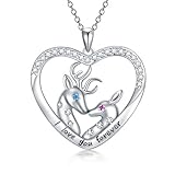 LONAGO Christmas Deer Heart Necklace Elk Pendant Necklace Her Buck His Doe Gift for Women