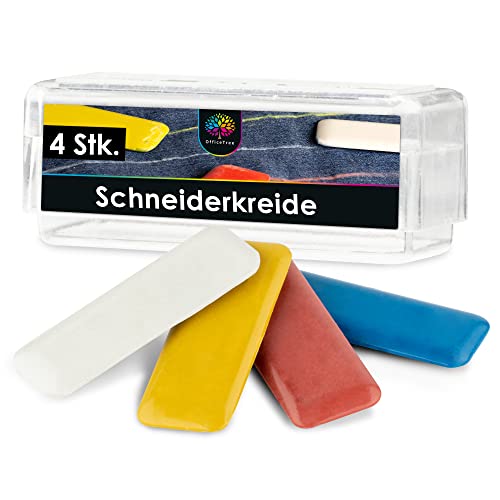 OfficeTree 4X Craie Couture Tissu 55 x 20 mm - Craie de Tailleur pour Tissus Clairs et Foncés - Craie de Couture - Craie Tissu pour Le Marquage des Patrons